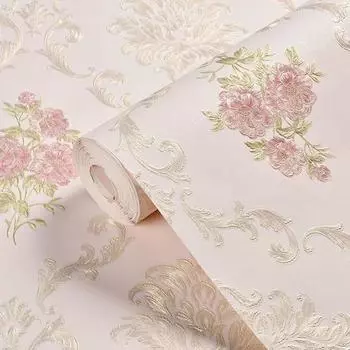 1PC Обои Рельефные Самоклеящиеся Спальня Нетканый Ткань Пасторальный Стиль Наклейка На Стену Гостиная Наклейки На Стены 3D синий