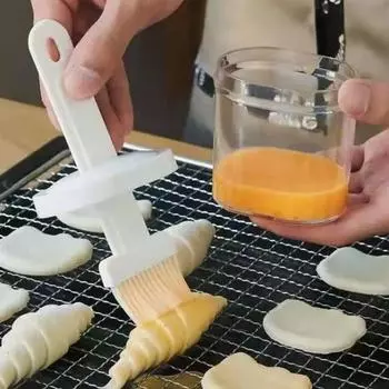 1Pc Oil Brush With Bottle Food Grade High Temperature Resistant Silicone Pancake Sauce Brush Transparent Bottle Baking BBQ Brush