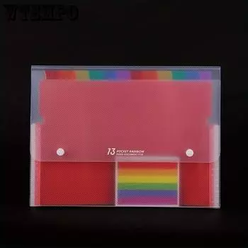1PC Отделение Мини Радуга Орган Сумка Многослойная Папка Файл Данные Счета Пряжка Файл Сумка