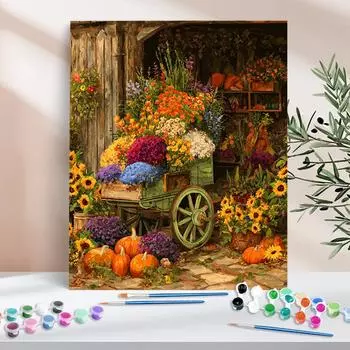 1pc Painting By Numbers Pumpkin Flower Blossoms Halloween Gift Unique Diy Gift For Home Decor By Number Kits 40x50cm/16x20inch Without Frame 40x50cm NO Frame