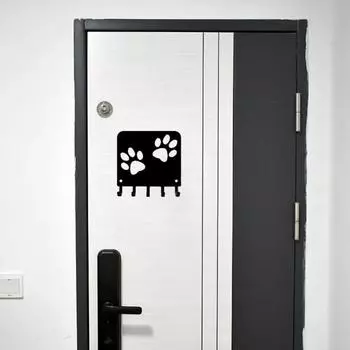 1pc Paw Print Key Rack Hanger & Dog Leash Organizer - 6 inch Wide Metal Wall Art for Stylish Organization светло-серый