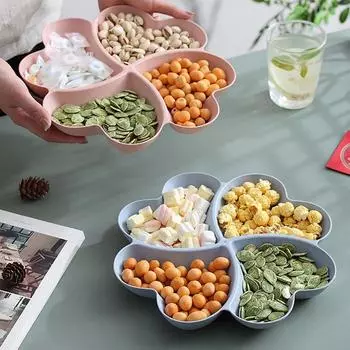 1pc Peach Shaped Plate,Love Divided Storage Fruit Plate, Family Living Room Coffee Table Dried Fruit Snack Plate, Dessert Plate зелёный