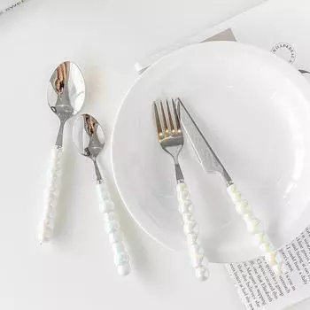 1PC Pearl столовые приборы Western 18/10 нож вилка ложка подарочный нержавеющая сталь столовая посуда свадебная инкрустированная бриллиантами столовая посуда