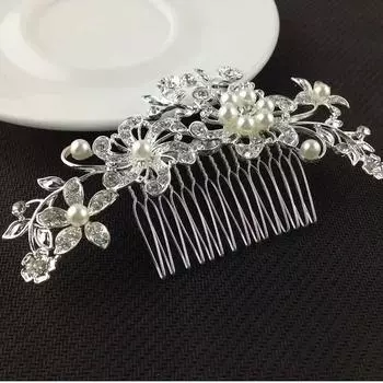 1pc Pearl Water Diamond Bridal Hair Accessory Headwear Silver Wedding Fashion Romantic Women s Jewelry Headbands Hairpins Combs