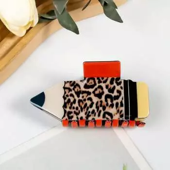 1pc Pencil Hair Clip Women and Girls Leopard Pattern Sunflower Claw Hair Clip Strong Shaping Claw Clip Fun Hair Accessories