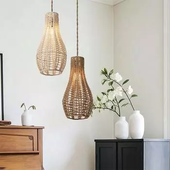 1PC Pendant Lamp Shade Boho Iron Lampshade Handmade Lampshade Accessory Home Decoration 19x40cm