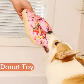 1pc Pet Donut Dog Toy Squeaky Pet Teeth Teasing Toy For Dog Interactive Supply Dog Birthday Party Supplies M