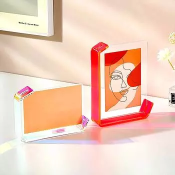 1PC Photo Frame Fashion Picture Display Home Decor C-Shaped Desktop Ornament Neon Acrylic красный