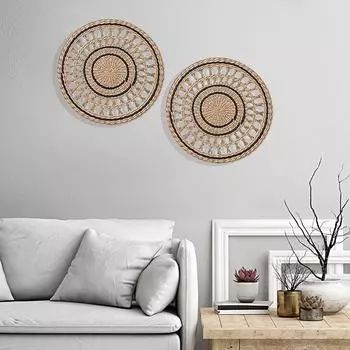 1Pc Placemats Coasters Dining Room Round Cushions Living Room Cattail Hangings Entryway Round Woven Decorations Wall Decorations