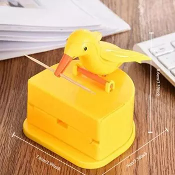 1Pc Plastic Bird Toothpick Dispenser - Automatic Toothpick Holder, No Electricity Required, Featherless, Home Kitchen Decor Accessory 1pc