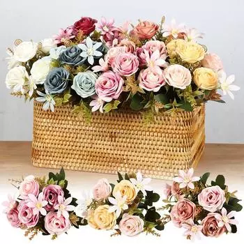 1PC Plastic Birthday Imitation Rose Flower Garaden Fake Flower Bouquet Home Decorative Silk Wedding Party Artificial Peony Flower