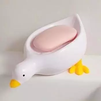 1PC Plastic Duck Shape Soap Box Cartoon Soap Dish Drainable Soap Holder Soap Container Tray Bathroom Accessories