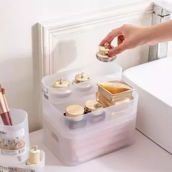 1шт пластиковый прозрачный контейнер для хранения с крышкой, подходит для домашних и офисных организаций