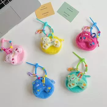 1PC Plush Cat Keychain Trendy Key Holder For Girls Cute Cartoon Coin Purses Backpack Ornament Bag Pendant Decoration 8.5x8.5cm жёлтый