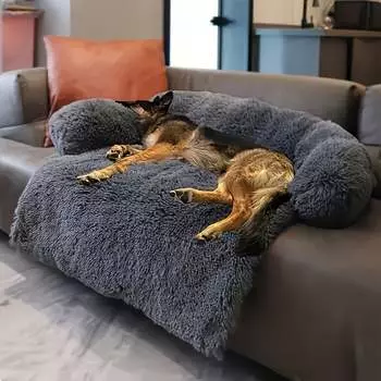 1Pc Plush Dog Bed Soft Dog Cushion Dual Purpose All-In-One Kennel Cushion Pet Sleeping Pad Cushion Sofa Protector Washable