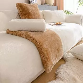 1pc Plush Non-Slip Sofa Cover, Modern Luxury, Pet-Friendly, Breathable, Fashionable Home Decor, Suitable for Living Room, Bedroom, Office, Polyester 90*160cm