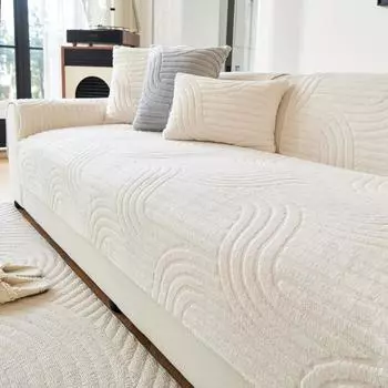 1pc plush sofa cushion suitable for all seasons, simple and modern dust-proof sofa cover for living room and bedroom decoration 70*70cm белый