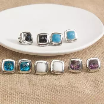 1PC Похожие серьги David European and American 11MM черные квадратные серьги ювелирные изделия фиолетовый