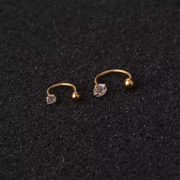 1pc Popular Hot Sale Hoop Daith Ear Helix Tragus Lobe Zircon Jewelry Conch 6/8mm Cartilage Stainless Steel Screw Piercing Stud Earring Accessories Silver Rainbow 8mm