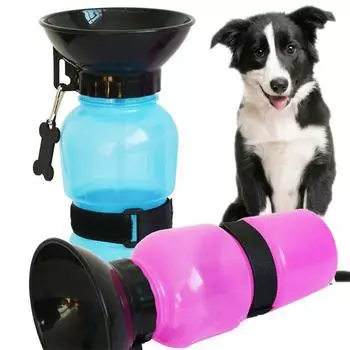 1pc Portable Dog Water Bottle Food and Water Container Storage for Dogs Travel Drinking Bowls Feeder Pet Accessory розовый