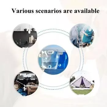 1pc Portable Leak-Proof Large-Capacity Folding Outdoor Water Bag With Faucet And Plastic Bucket For Mountaineering And Camping