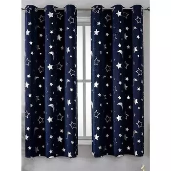 1 шт. Печать Луны и звезд Плотные шторы Подходит для спальни Гостиная Cortinas Para Ventanas W132cm x H160cm&Rod Pocket розовый