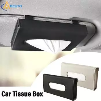 1PC PU Leather Tissue Box Auto Car Truck Sun Visor Hanging Holder Car Tissue Boxes Auto Interior Storage Decoration Accessories чёрный