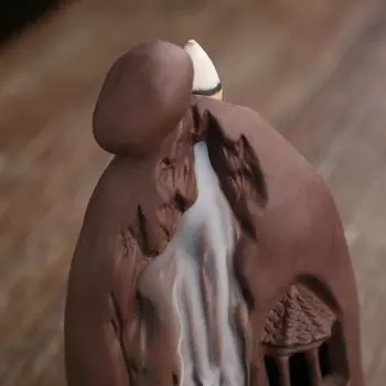 1pc Purple Clay Desktop Rockery Landscape Zen Meditation Peaceful Decoration Waterfall Backflow Incense Burner (Without Incense)