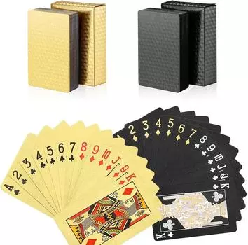 1pc PVC Playing Cards, Waterproof High Definition Playing Cards, Gold, Black, Washable, for Parties and Games
