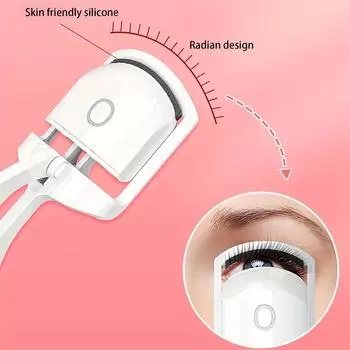 1pc Quick preheating electric heating eyelash curler - a handheld beauty device suitable for long eyelashes белый