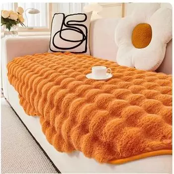 1pc Rabbit Plush Sofa Towel Thicken Warm Sofa Seat Covers for Living Room Anti-slip Chaise Longue Couch Towel Covers Home Decor A 90x90