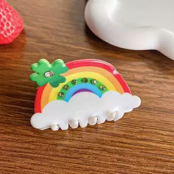 1pc Rainbow small grab clip, sweet temperament hair clip, half tied hair, ponytail clip, small shark clip hair accessory
