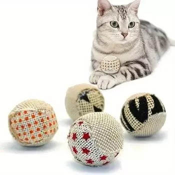 1Pc Random Color Sisal Ball,Interactive Cat Toy–Sound Cat Chase Balls,Self-Entertainment Pet Supplies For Kitten And Small Cats
