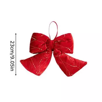 1PC Red Fireplace Bows with Glitter Surface Wreath Hanging Pendants Home Big Christmas Cloth Bows Ornaments Party 3 Sizes 23cm