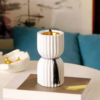 1PC Resin Unique Aromatherapy Stove Desktop Tabletop Stripe Pattern Decorative Tassels Ambience Solid Color DIY Home Supplies