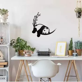 1 шт. Отдыхающая панда и бамбуковое металлическое настенное искусство – элегантный декор гостиной для стильного украшения дома чёрный