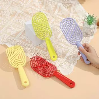 1pc Retro Oil Head Hollow Hair Styling Comb Dry And Wet Dual-Purpose Massage Bone Comb Arc Large Bend Comb розовый