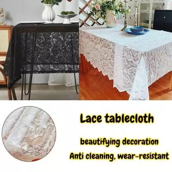 1PC Romantic Lace Tablecloth Premium Feeling Dining Table Coffee Table Home Decor Tablecloth Wedding Decor Decoracin De Bodas 140x100cm чёрный