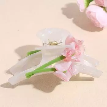1pc Romantic Tulip Flower Acetate Hairpin Elegant Temperament Double-sided Calla Lily Grip Clip Hair Accessory 11cm