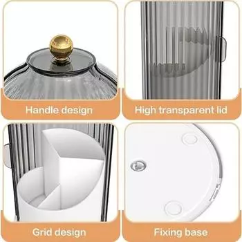 1pc Rotary Makeup Brush Storage Cylinder Dressing Table Pen Cylinder Lipstick Storage Rack Dust Proof Cosmetic Storage Box белый