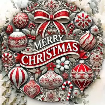 1 шт. круглая железная рождественская фольга с гравировкой на стене, 2D-печатная металлическая оловянная табличка с защитой от УФ-излучения и устойчивой к царапинам поверхностью чёрный