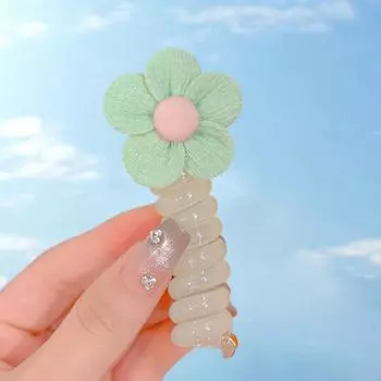 1pc Rubber Durable Telephone Wire Shape Colorful Headband Convenient High Elastic Hair Tie Bands