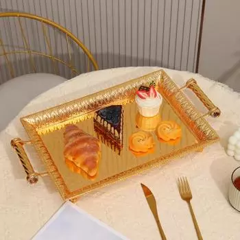 1PC Ручка Сухофрукты Фруктовая Тарелка Отель Ktv Длинная Фруктовая Тарелка Роскошная Фруктовая Тарелка Новая Высококачественная Бытовая Европейская Золотая Цвета золотой