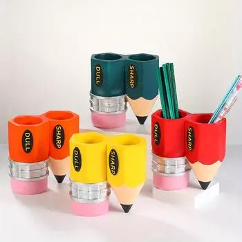 1pc Sharp-Dull Pencil Holder, Cute Pencil Storage Organizer, Colorful Container Desktop Accessories, Pencil Holder For Primary S
