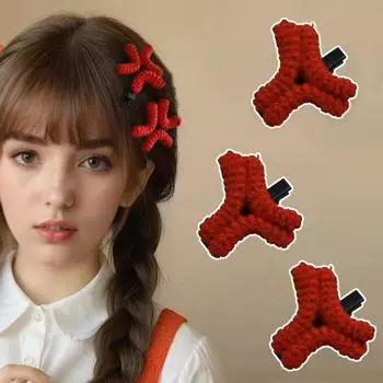 1PC Side Clip Fashion Crochet Wool Headdress Worker Angry Hair Clip Gift One Clip Creative Quirky Duckbill Clip Angry