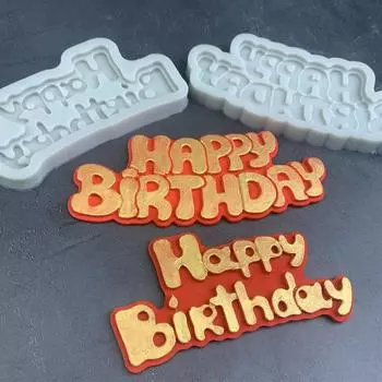 1Pc Silicone 3D Happy Birthday Mold DIY Ice Jelly Chocolate Mould English Letter Mold Bake Birthday Cake Decor Tool Mould