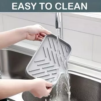 1pc Silicone Kitchen Sink Tray, Soap Dish Holder With Drain Tip, Countertop Sink Scrubber Drain Pad For Brush Sponge And Soap, слоновая кость