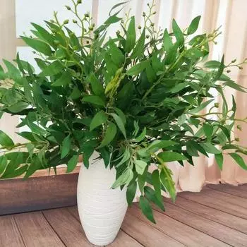 1Pc Simulation Flower Five-lobed Willow Leaf, Modern Plastic FauxLeaf For Home Decor,Room Decoration, Aesthetic Room DecoR