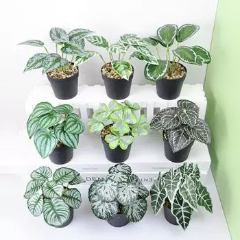 1Pc Simulation Plants Artificial Plant Bonsai Desktop Ornaments DIY Green Bonsai Desktop Potted Fake Flower Potted Living Room