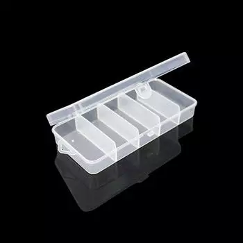 1Pc Single-Layer Five-Cell Rectangular Plastic Box Transparent Storage Box Bead Jewelry Container Jewelry Storage прозрачный